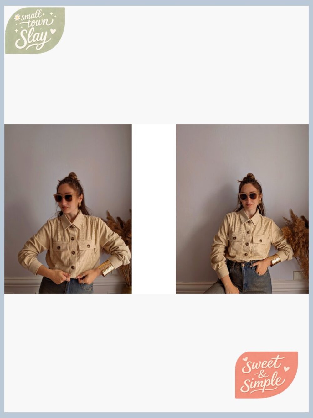 Cropped Corduroy Shacket Button Down Long Sleeve Jacket Top Fall Layering - Picture 6 of 7